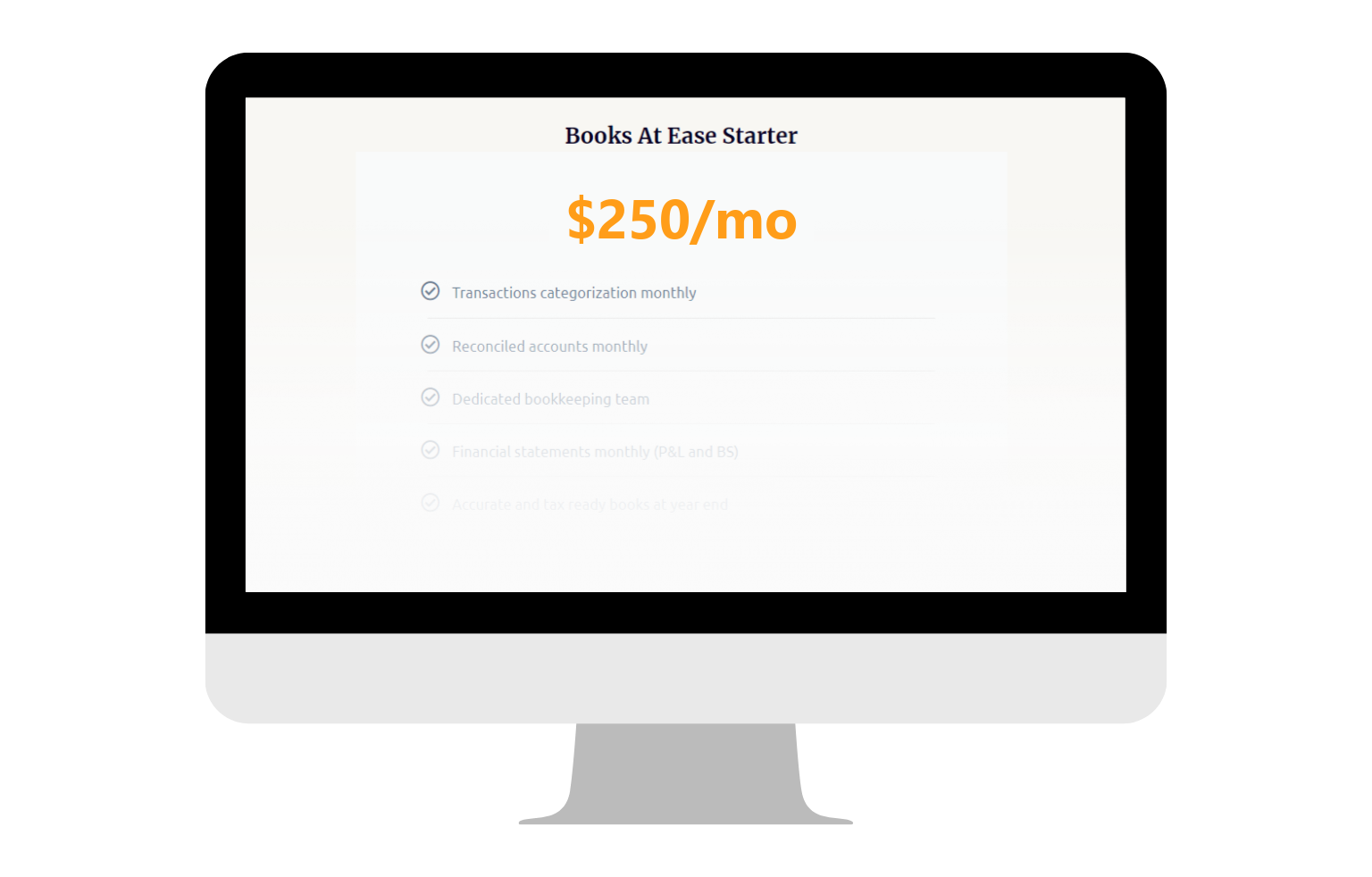 Books At Ease Starter plan, $250 per month